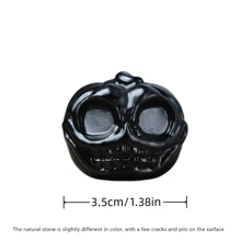 1入天然石雕南瓜頭骷髏用於節慶裝飾,創意假日禮物,黑曜石和火山石珠寶,家居裝飾,口袋水晶珠寶 - 火焰石 - 查看 2