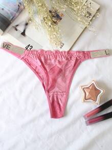 TANGA DE ENCAJE PARA MUJER - Rosa - Ver 1