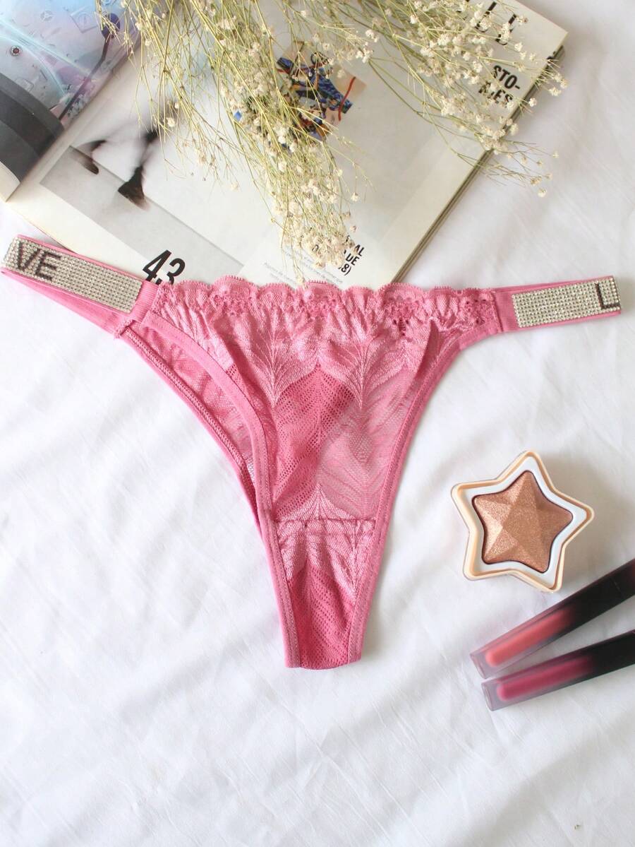 TANGA DE ENCAJE PARA MUJER - Rosa - Ver 1