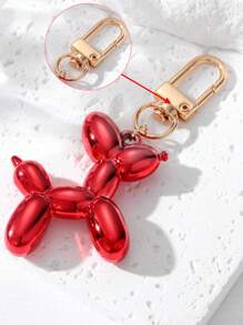 1pc 紅色壓克力電鍍金屬氣球狗吊墜掛飾 Diy 鑰匙扣配件配件包包裝飾 - 紅色 - 查看 1