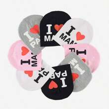 嬰兒帽子針織帽春冬秋冬新生兒帽幼兒童喜愛媽媽爸爸可愛服裝適用於女男童 - 黑色 - 查看 5