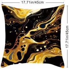 1入現代簡約黑金大理石紋短絨布靠墊套,不附靠墊,適用於家居沙發、辦公室椅子、靠墊等 - 45cm*45cm - 查看 4