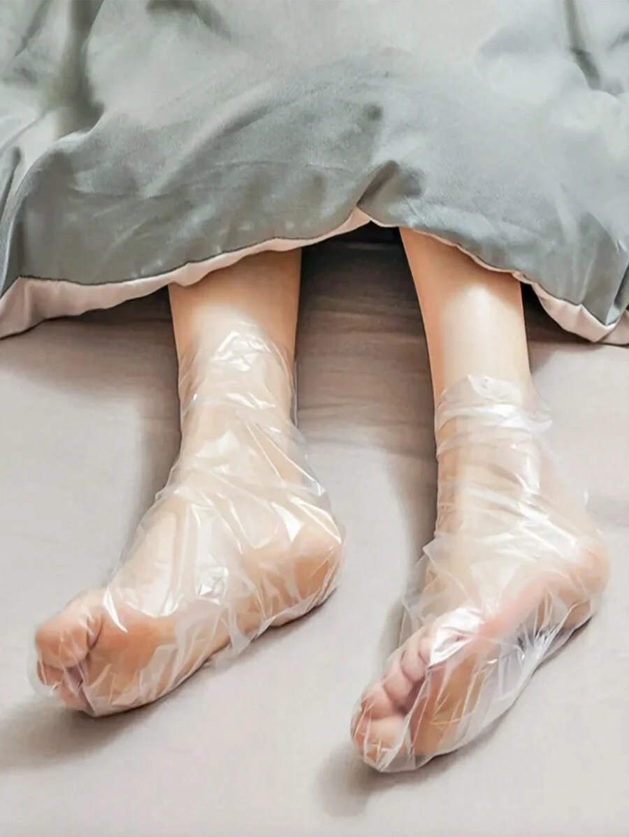 100pcs Disposable Transparent Plastic Foot Cover For Foot Skin Care & Beauty Treatment - Clear - View 1