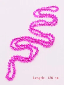 1pc Faced Crystal Glass Beads Hand Knotted 150cm Long Necklace For Fashion Ladies