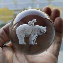 1pc Transparent Crystal Ball With 3d Laser Engraving Of Cute Cat, Love, Chinese Dragon, Rose, Lotus, Tree, Snowman, Giraffe, Polar Bear Creative Home Decor & Birthday Gift For Mom, Friends - Clear - View 22