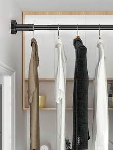 1只免打孔伸縮窗簾桿,多功能淋浴窗簾桿,浴室窗簾桿,浴室配件,室內外窗簾桿 - 銀色 - 查看 5