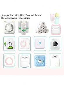 FoBianJie 10入組熱感迷你印表機紙,材料選擇eood紙漿纖維自黏式可打印貼紙,與p1迷你印表機及peripage A6系列印表機和便攜式熱感印表機兼容。自黏式熱感紙可印可貼,適用於口袋式熱感印表機 - 10圈不乾膠熱敏紙 - 查看 5