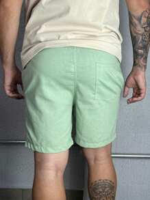 Men Denim Shorts - Mint Green - View 7