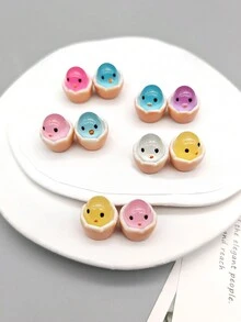 1組/10入組可愛的發光卵形和孵化小雛鳥設計樹脂diy珠寶配件 - 彩色 - 查看 5