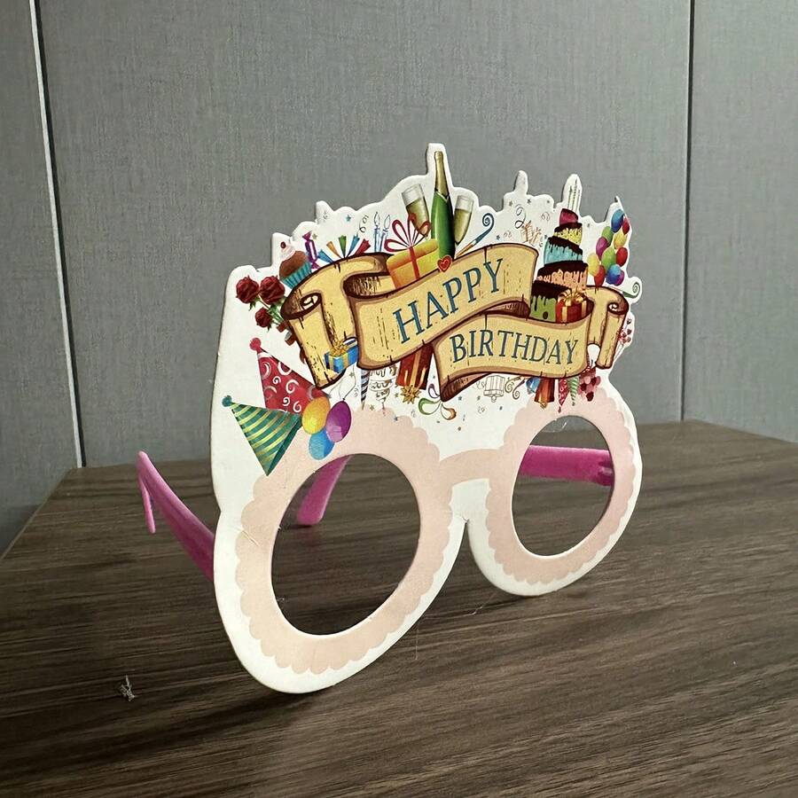 1 件粉紅色生日主題派對裝飾眼鏡,粉紅色生日派對裝飾用品粉紅色生日派對眼鏡派對面俱生日派對用品 - 彩色 - 查看 1