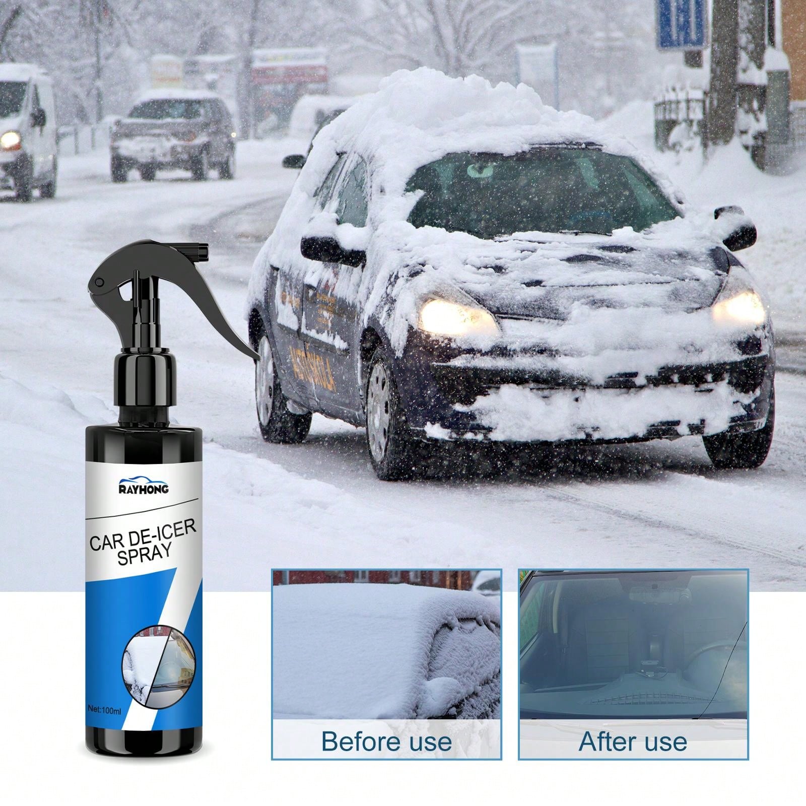 Car Snow Removal Spray Windshield Glass Window Quickly Thaw Ice Frost