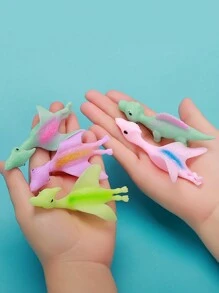 4 件裝隨機彈射恐龍趣味玩具手指飛鏢發射小恐龍減壓軟橡膠玩具 - 彩色 - 查看 3