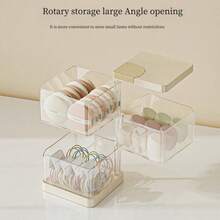 Desktop Organizer 360 Rotation Cable Management And Storage Box, Cosmetic Box For Makeup, Makeup Sponge And Other Small Items, Adjustable Multi-Functional Storage Case, Large Capacity Jewelry And Perfume Display Box(Cream White, Sakura Pink) - Sakura Powder - View 3