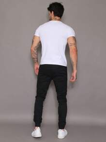 Men Pants - 黑與白 - 查看 6