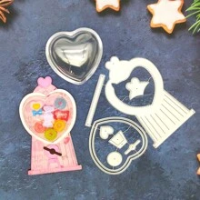 Alinacutle 1 个心形糖果盒金属切割模切和 5 个甜心透明塑料糖果圆顶用于礼品包装礼品盒情人节糖果盒手工纸卡 DIY 节日礼物 - 銀色 - 查看 4