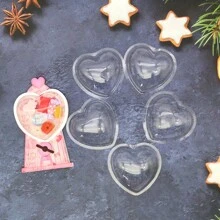 Alinacutle 1 个心形糖果盒金属切割模切和 5 个甜心透明塑料糖果圆顶用于礼品包装礼品盒情人节糖果盒手工纸卡 DIY 节日礼物 - 銀色 - 查看 6