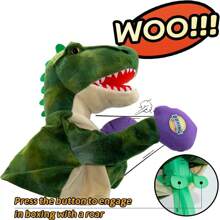Títere De Mano Animal - Títere De Boxeo De Dinosaurio T-rex Para Niños Para Mejorar Habilidades Sociales E Interactivas, Adecuado Para Niños Y Niñas, Con Efectos De Sonido - Verde - Ver 3