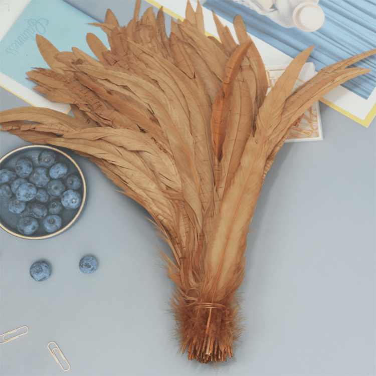 10-100pcs/Pack Decorative Feathers For Garment, Headband & Diy Craft, 20-30cm Long - No. 26 red coffee - View 3