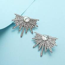 2pcs Wing Design Full Rhinestone Luxury Lady Earrings - Silver - View 7