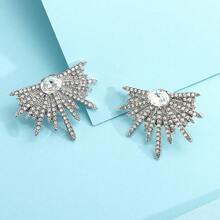 2pcs Wing Design Full Rhinestone Luxury Lady Earrings - Silver - View 8