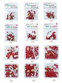 286 顆農曆新年 8 毫米紅/綠/白珠（禮物：0.8 毫米線捲和剪刀）,中式幸運手鍊 Diy 套件,適用於手鍊和項鍊 - 中国红 - 查看 3