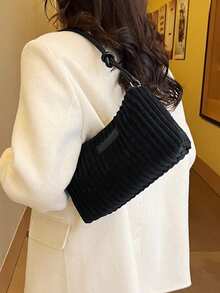 Fashionable Simple Casual Versatile Unique Design Shoulder Bag - Black - View 3