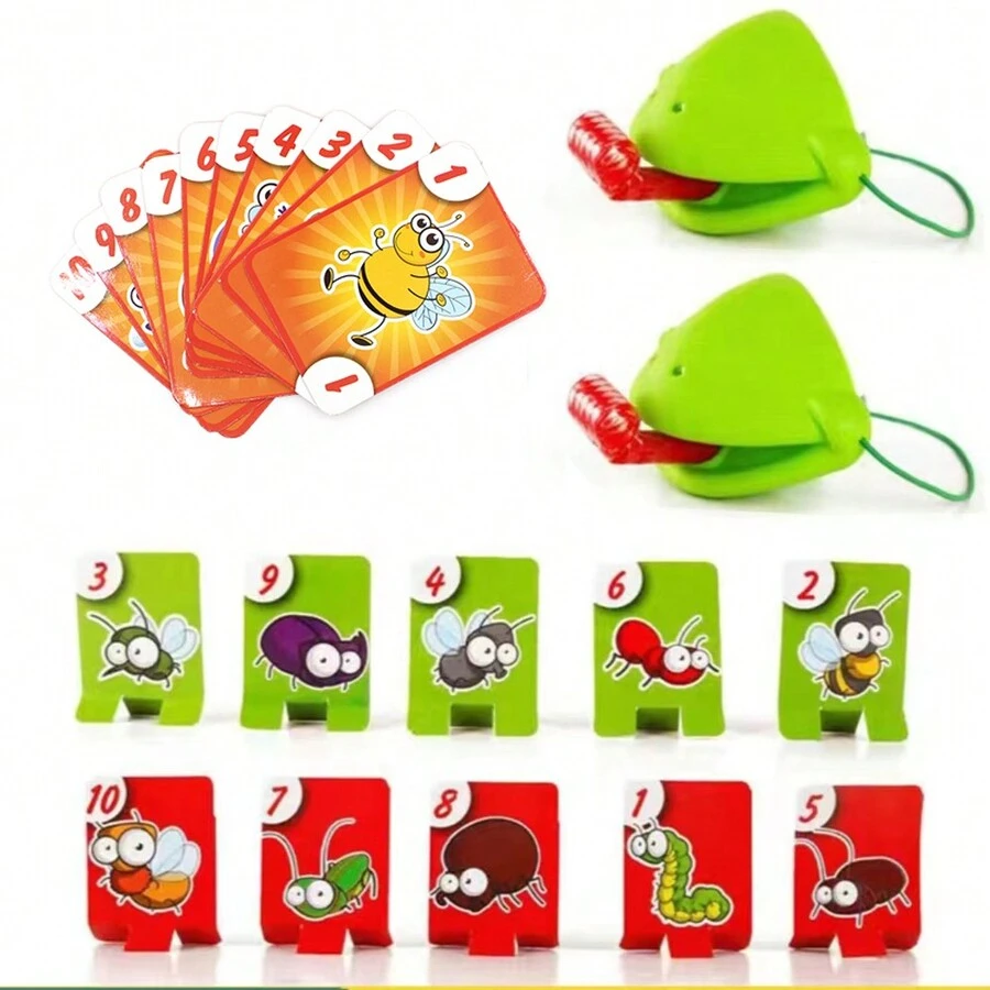 1pc Interesting Frog Game, Colorful Lizard Mask, Educational Toy, Blow Poker Card Game, Desktop Interactive Parent-Child Party Game