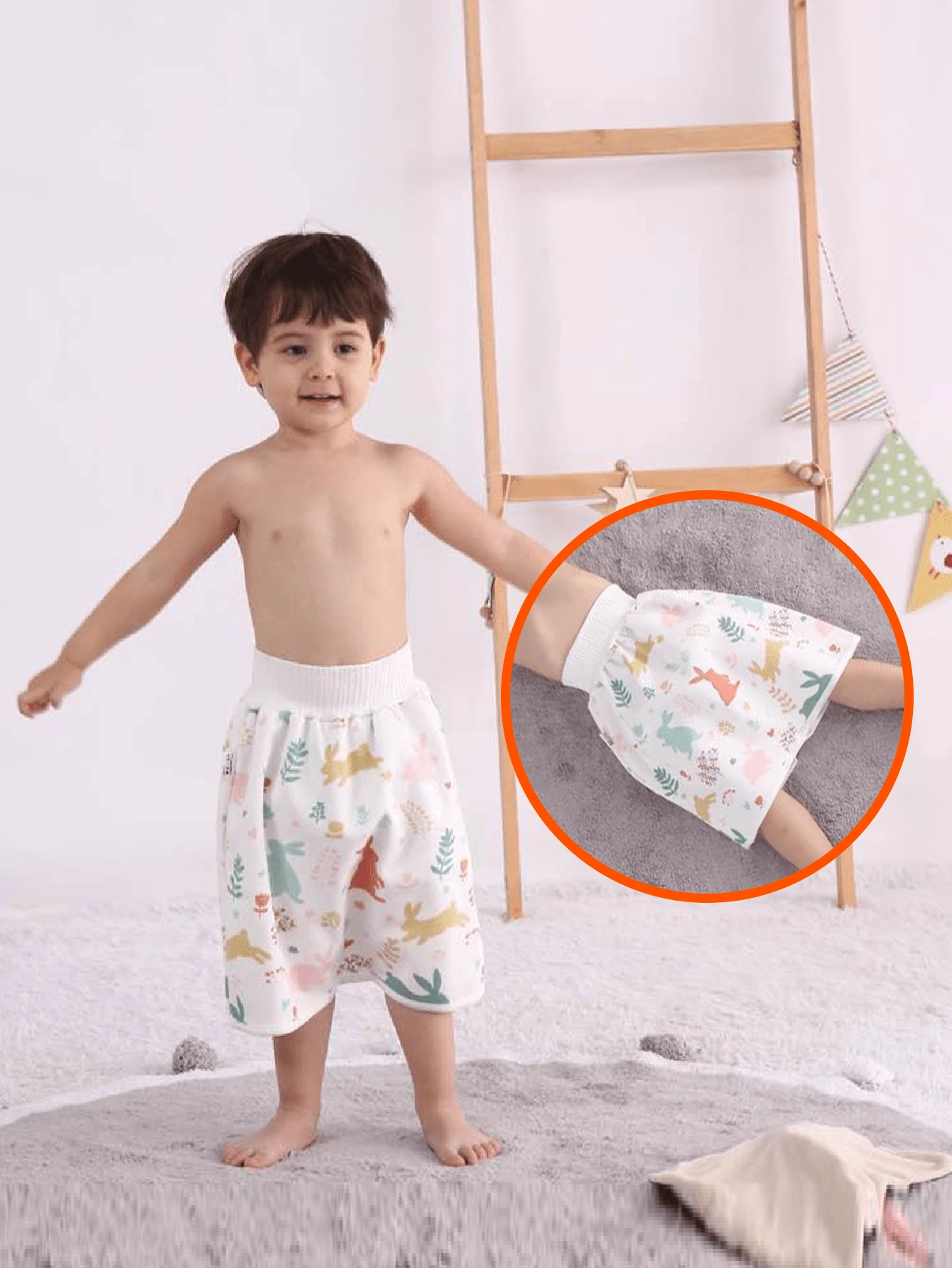 Cubrepañal con estampado de conejito, adecuado para pañales de tela de verano, decoraciones y regalos para baby shower y familia - Multicolor - Ver 1