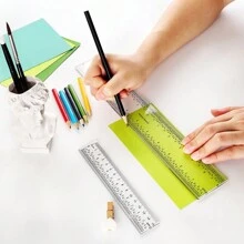 CYFUN DESIGN 1 Pc 12 Pulgadas Regla De Acrílico Claro Con Centro Cero - transparente - Ver 5