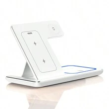 3 In 1 Foldable LED Fast Wireless Charger Stand Compatible With IPhone 14 13 12 11 Apple Watch Airpods Pro 8 7 Charging Station - White - View 12