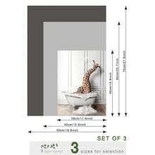 3pcs Adorable Animal Theme Bathing Artwork Set, Creative Bathroom Poster, Powder Room Wall Decor, Toilet Wall Art, Office & Public Restroom Wall Art, Nodic Bathroom Wall Decor, Ins Style Wall Art For Bedroom, Living Room, Kitchen, Dressing Room, Closet, Dining Room & Hotel Wall Decoration, Dressing Room Canvas Art Print, 3 Sizes Available, Unframed - Camel - View 8