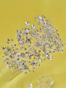 美麗的新娘頭帶銀色水晶婚禮髮夾手工鑲嵌水晶女士頭飾派對髮飾 - 銀色 - 查看 5