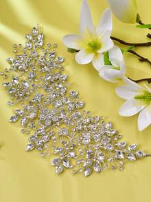 美麗的新娘頭帶銀色水晶婚禮髮夾手工鑲嵌水晶女士頭飾派對髮飾 - 銀色 - 查看 6