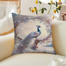 1pc Romantic Valentine'S Day Theme Polyester Single Side Digital Printed Pillowcase With Alphabet And Peacock Pattern - Multicolor - View 6