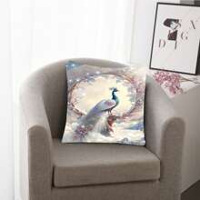 1pc Romantic Valentine'S Day Theme Polyester Single Side Digital Printed Pillowcase With Alphabet And Peacock Pattern - Multicolor - View 4