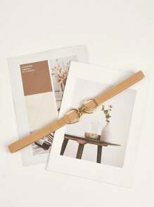 1pc Gold Round D-Shaped Circle Buckle Elastic Waist Corset Belt Styles For Women Elegant For Normal & Plus Size Elegant Summer, School Fall, Autumn, Halloween - Apricot - View 4