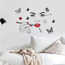 1pc Creative Makeup Beauty & Butterfly Wall Sticker - Multicolor - View 1