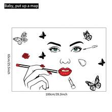 1pc Creative Makeup Beauty & Butterfly Wall Sticker - Multicolor - View 3
