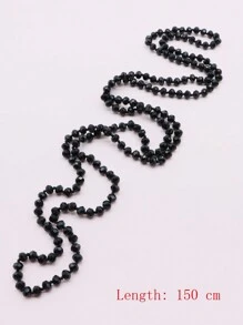 1pc Faced Crystal Glass Beads Hand Knotted 150cm Long Necklace For Fashion Ladies