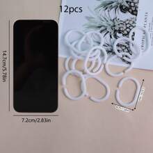 浴帘环塑料挂钩C型浴帘挂环窗帘钩挂环扣床帘环挂衣钩12个装 - 白色 - 查看 2