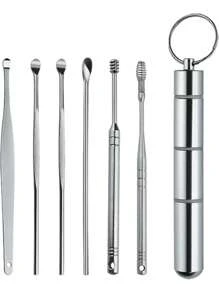 Genesis MX-Herramientas De Limpieza De Oídos Juego De 6 Piezas Estuche Portátil de Metal - Albaricoque - Ver 1