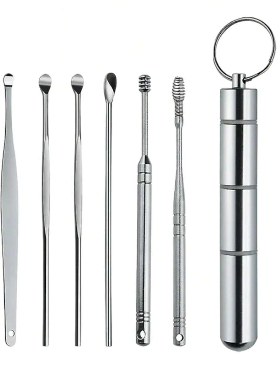 Genesis MX-Herramientas De Limpieza De Oídos Juego De 6 Piezas Estuche Portátil de Metal - Albaricoque - Ver 1