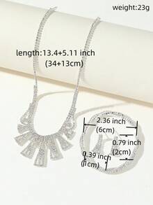 新款項鍊耳環三件式新娘婚禮晚宴配件適合女士 - 銀色 - 查看 5