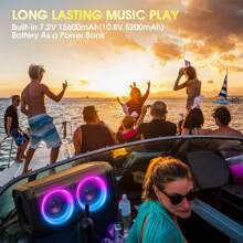 W-KING 100W Bluetooth Speakers V5.3, Portable IPX6 Waterproof Party Speaker Loud With Deep Bass/110dB Huge Sound/DSP, Karaoke Outdoor Boombox With Lights/Mic&Guitar Port/ECHO/USB Port/Adapter Included - Black - View 7