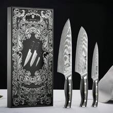 BRODARK Damascus Knife Set 3 PCS With Premium VG10 Damascus Steel, Ultra-Sharp Professional Japanese Kitchen Knife Set, Full Tang Chef Knife Set With G10 Handle, Gift Box - 黑色 - 查看 7