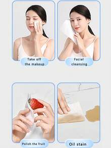 1入組125g/100張規格一次性增厚抽取式潔面紙巾,可用於臉部清洗和卸妝 - 白色 - 查看 6