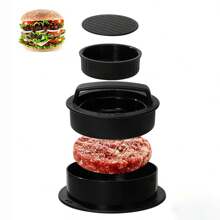 1 件漢堡派壓榨機、廚房派機、牛肉派壓榨機、飯糰和年糕壓榨機 Diy 工具、創意漢堡工具 - 黑色 - 查看 6