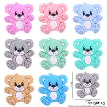 1入新款矽膠小熊造型珠子,適用於兒童藝術和手工藝品,創意彩色矽膠珠飾品配件 - 灰色 - 查看 2