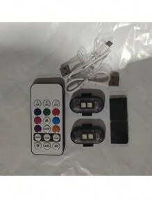 1 Ensemble De Feux D'avertissement Led Rgb Pour Motos, Feux De Signalisation Pour Voiture, Drone Avec Télécommande, Indicateur 7 Couleurs, Mini Lumières De Sécurité Usb