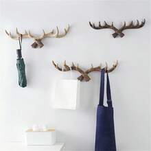 1pc Creative Deer Antlers Wall Hook, American Style Home Personalized Deer Head Wall Mounted Storage, Living Room Wall Decor - Multicolor - View 10